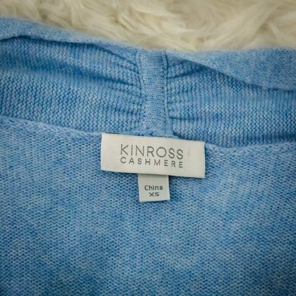 Kinross Cashmere Size XS Blue Gray Color Block Open Cashmere Cardigan Sweater - Picture 3 of 5